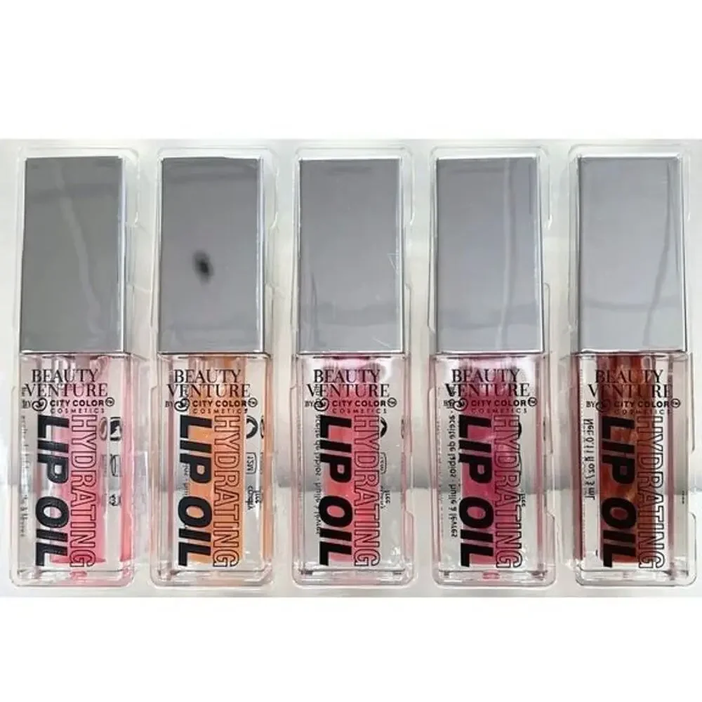 5 Piece Lip Oil Set Infused with Vitamin E in Shimmer Tones